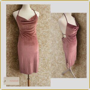 NWT - Re:named Velvet Cowl Neck Midi Slip Dress – Dusty Rose – Size S